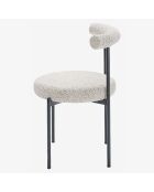 2 Chaises de table bouclette scarlett gris/blanc - 53.5x51.5x79 cm