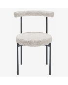 2 Chaises de table bouclette scarlett gris/blanc - 53.5x51.5x79 cm