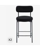 2 Fauteuils de bar bouclette lili gris anthracite - 46.5x52x96 cm