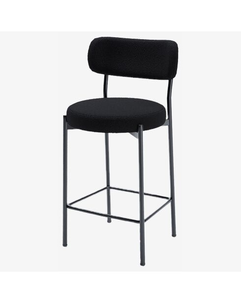 2 Fauteuils de bar bouclette lili gris anthracite - 46.5x52x96 cm