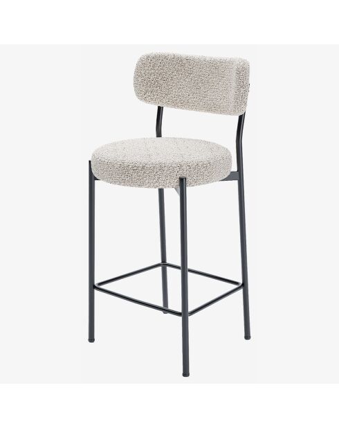 2 Fauteuils de bar bouclette lili gris/blanc - 46.5x52x96 cm