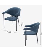 2 Chaises avec accoudoir en velours jeanne bleues - 59.5x54.5x82 cm