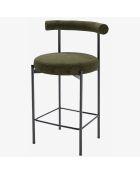 2 Chaises de bar velours charlotte vertes - 55x53x94 cm