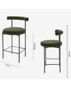 2 Chaises de bar velours charlotte vertes - 55x53x94 cm