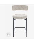 2 Tabourets de bar bouclette agathe gris/blanc - 53.5x52.5x98 cm