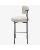 2 Tabourets de bar bouclette agathe gris/blanc - 53.5x52.5x98 cm