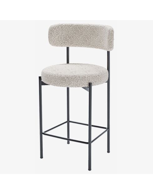 2 Tabourets de bar bouclette agathe gris anthracite - 53.5x52.5x98 cm