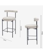 2 Chaises de bar bouclette charlotte gris/blanc - 55x53x94 cm