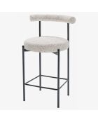 2 Chaises de bar bouclette charlotte gris/blanc - 55x53x94 cm