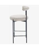 2 Chaises de bar bouclette charlotte gris/blanc - 55x53x94 cm