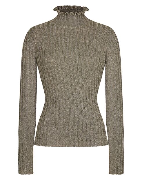 Top en maille Funnel Neck Cote Lurex argenté