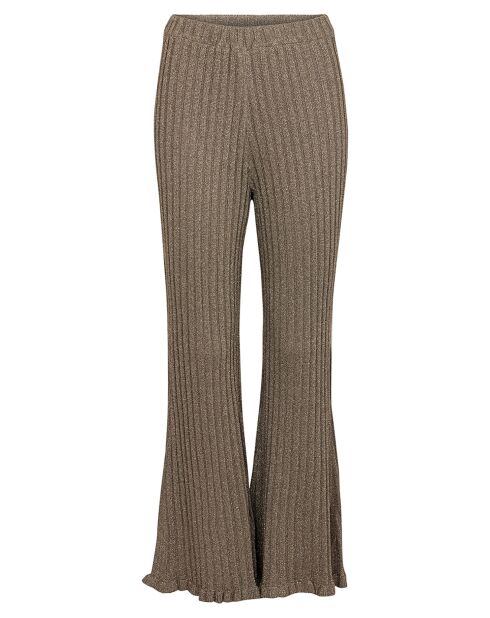 Pantalon en maille Côte Lurex argenté