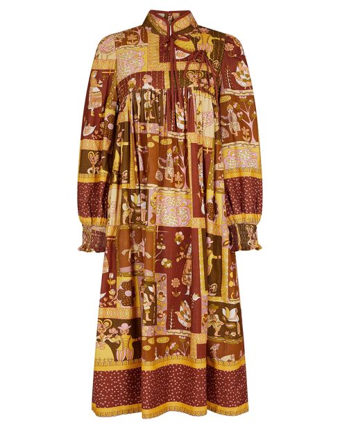 Robe Midi Légende Médiévale jaune/marron