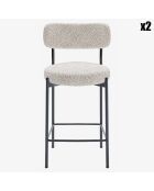 2 Fauteuils de bar bouclette lili gris/blanc - 46.5x52x96 cm