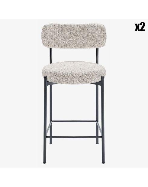 2 Fauteuils de bar bouclette lili gris/blanc - 46.5x52x96 cm