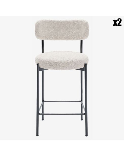 2 Fauteuils de bar bouclette lili blancs - 46.5x52x96 cm