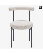 2 Chaises de table bouclette scarlett gris/blanc - 53.5x51.5x79 cm