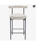 2 Chaises de bar bouclette charlotte gris/blanc - 55x53x94 cm