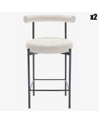 2 Chaises de bar bouclette charlotte blanches - 55x53x94 cm