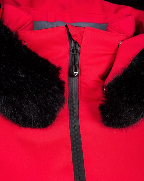 Veste de ski Geod fausse fourrure rouge