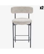 2 Tabourets de bar bouclette agathe gris/blanc - 53.5x52.5x98 cm