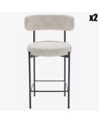 2 Tabourets de bar bouclette agathe gris anthracite - 53.5x52.5x98 cm