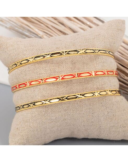 3 Bracelets Sohane doré/noir/rouge