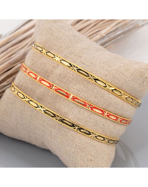 3 Bracelets Sohane doré/noir/rouge