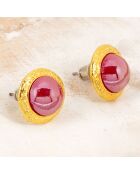 Medios goud/rode oorbellen