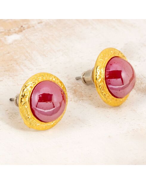 Medios goud/rode oorbellen