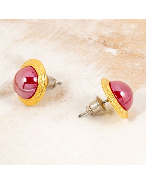 Medios goud/rode oorbellen