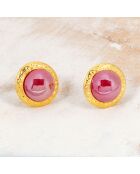 Medios goud/rode oorbellen