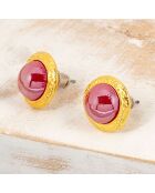 Medios goud/rode oorbellen