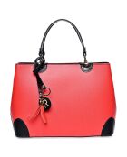 Sac à main en Cuir noir/rouge - 23.5x36x12 cm