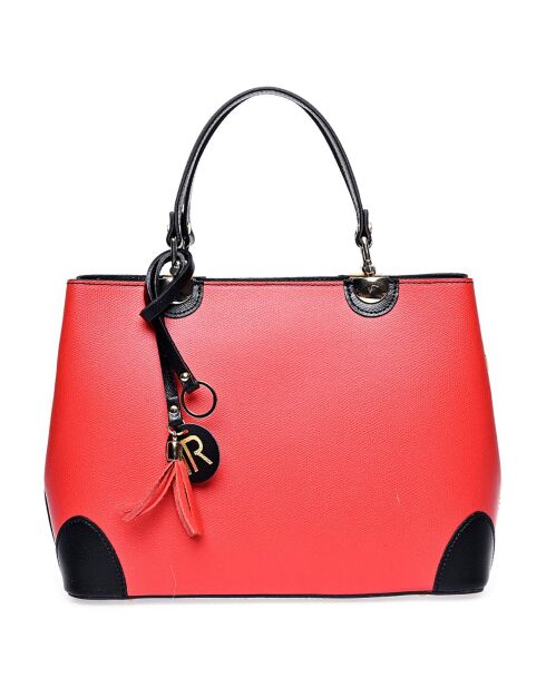 Sac à main en Cuir noir/rouge - 23.5x36x12 cm