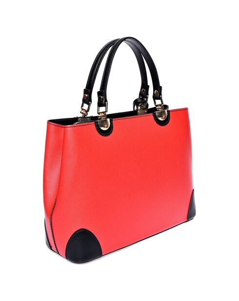 Sac à main en Cuir noir/rouge - 23.5x36x12 cm