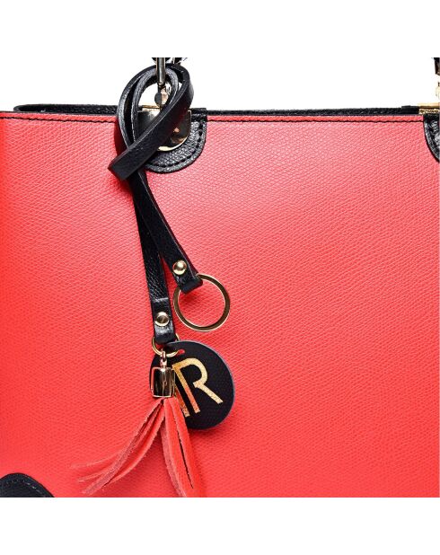 Sac à main en Cuir noir/rouge - 23.5x36x12 cm
