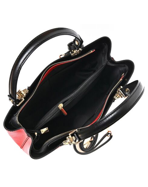 Sac à main en Cuir noir/rouge - 23.5x36x12 cm