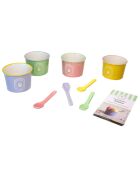 4 Eisbecher und 4 Löffel Gelatéria mehrfarbig - 11x2,5x1,2 cm