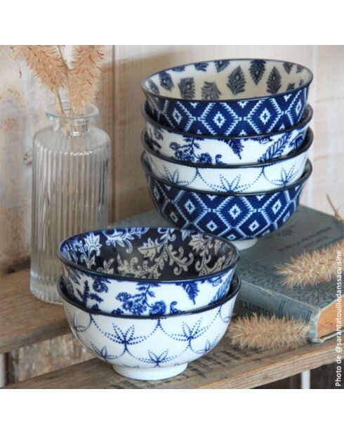 6 Bols en Porcelaine Majorelle bleus - D.11  cm