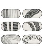 6 zwarte ovale Yacatan porseleinen bekers - 8x17x2 cm