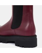 Chelsea boots en Cuir rouge bordeaux - Talon 4 cm