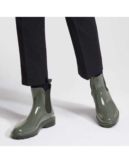 Boots de pluie vert kaki - Talon 4 cm