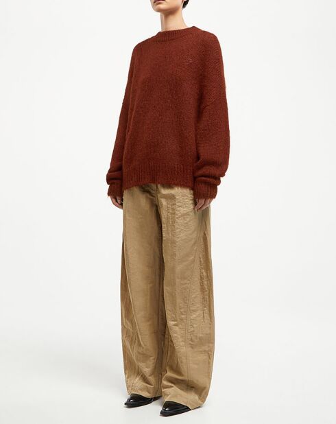 Pull en Alpaga & Laine mélangés Toni marron foncé