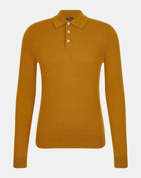 Pull 100% Cachemire Polo Uni Napolo camel/gold