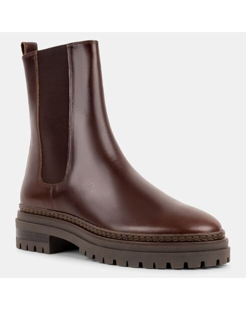 Chelsea boots en Cuir Clover marron foncé