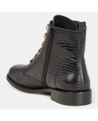 Bottines en Cuir imprimé python noires