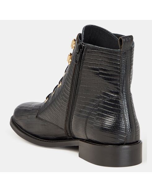 Bottines en Cuir imprimé python noires