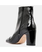 Bottines en Cuir craquelé noires - Talon 8 cm