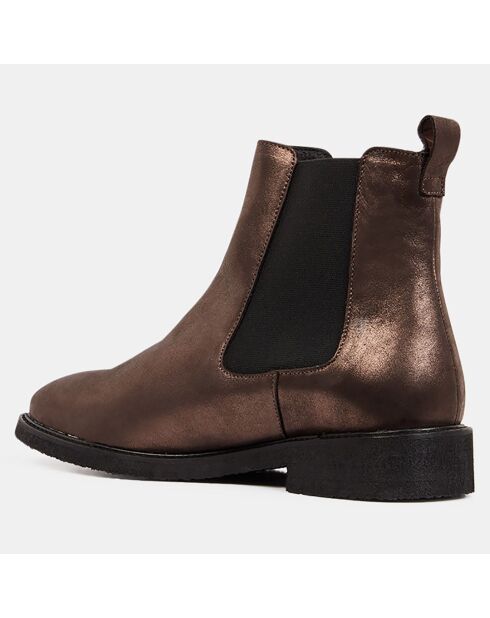 Chelsea boots en Cuir métallisé bronze